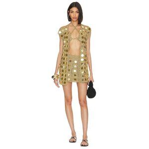 Alix Pinho Translucid Mini Skirts in Gold X-Small New Womens Crochet